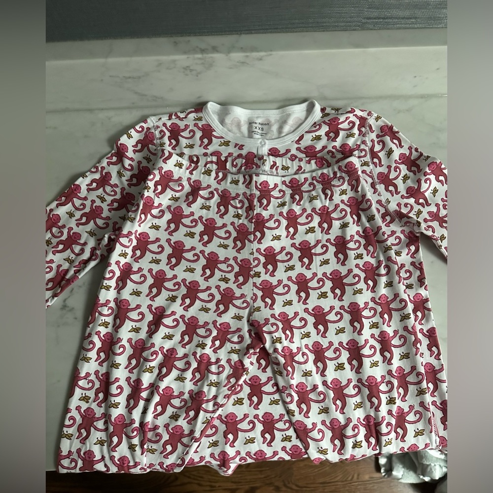 PINK & WHITE MONKEY ROLLER RABBIT PJ’S PAJAMA SET XXS